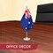 G128 Australia Australian Deluxe Desk Flag Set | 8.5x5.5 In | Printed 300D Polyester, with Silver Dome and Base, 15" Metal Pole, Decorations For Office, Home and Festival Events Celebration